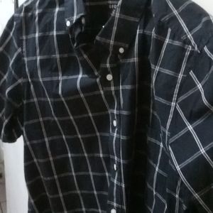 George black and White men Casual Button down short sleeve shirt Size XL 46-48